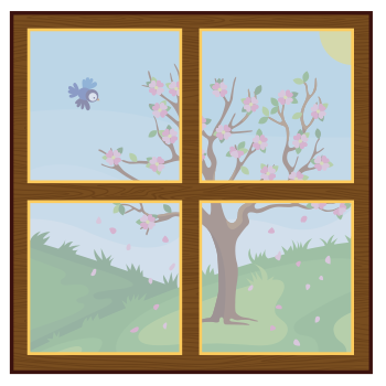 image of window with changing seasons